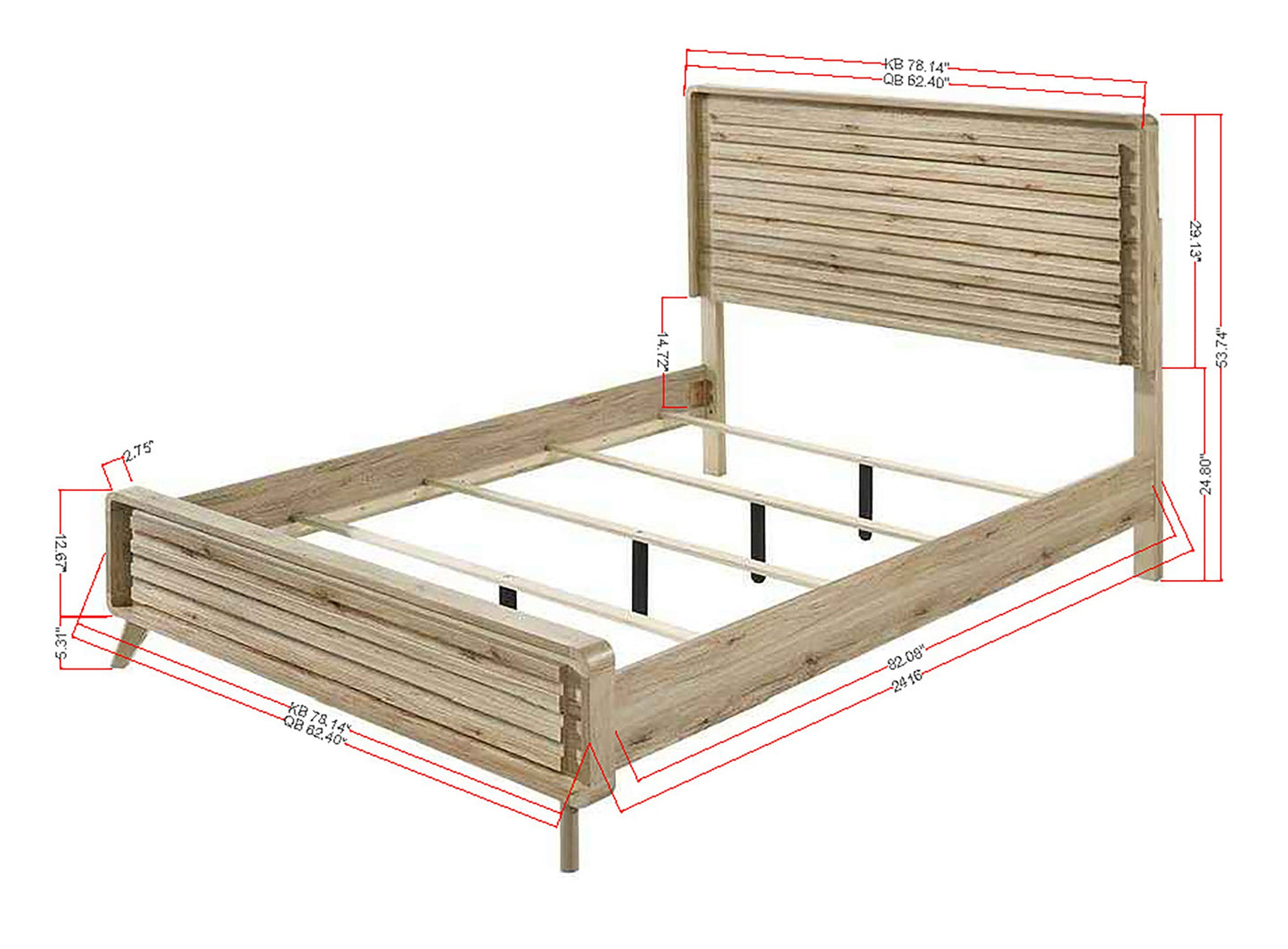 Mid-Century-Inspired King Size Panel Bed