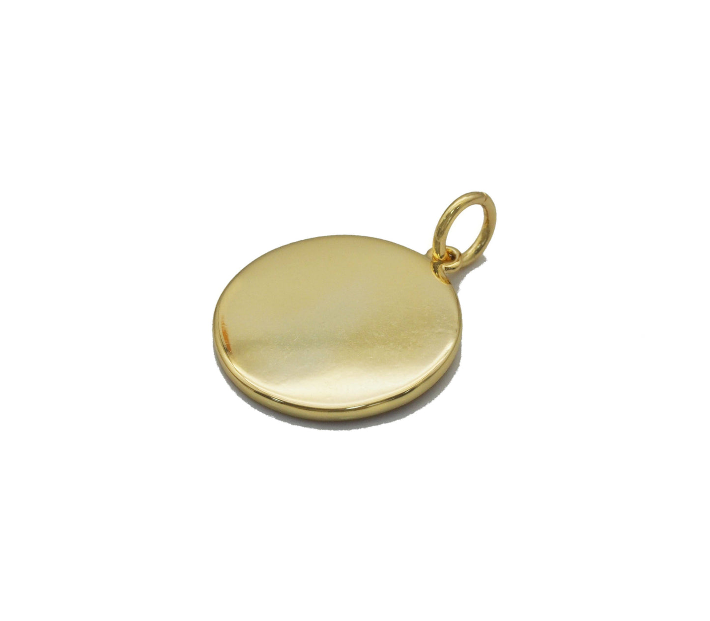 CZ Gold Flower Triangle Round Coin Charm, Sku#LX142