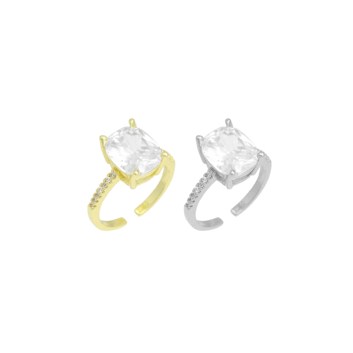 Big Clear Oval CZ Silver Adjustable Ring, Sku#LX775