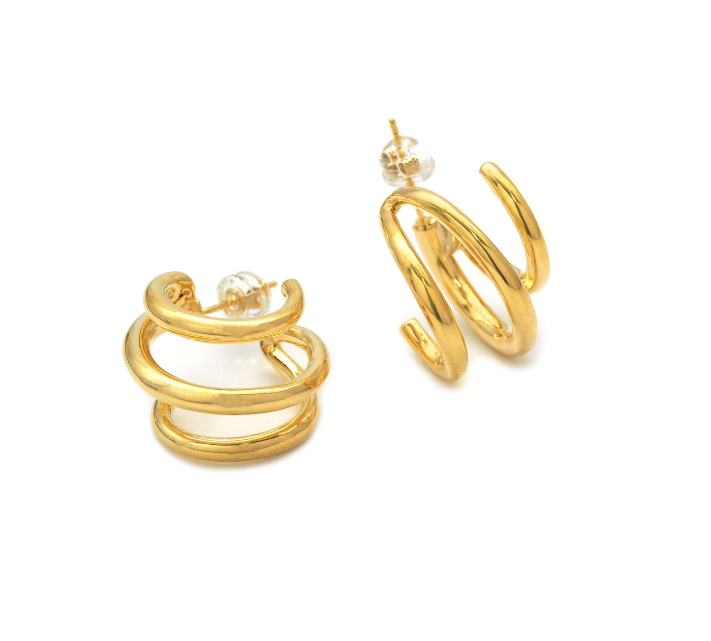 18K Gold Swirl Hoop Earrings, Sku#J381