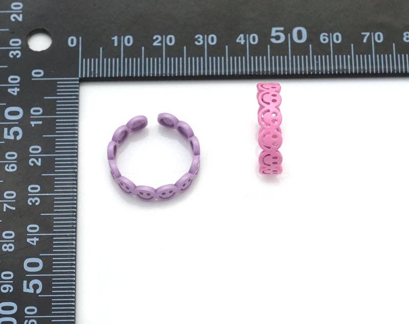 Enamel Smiley Face Stackable Ring, Sku#X358