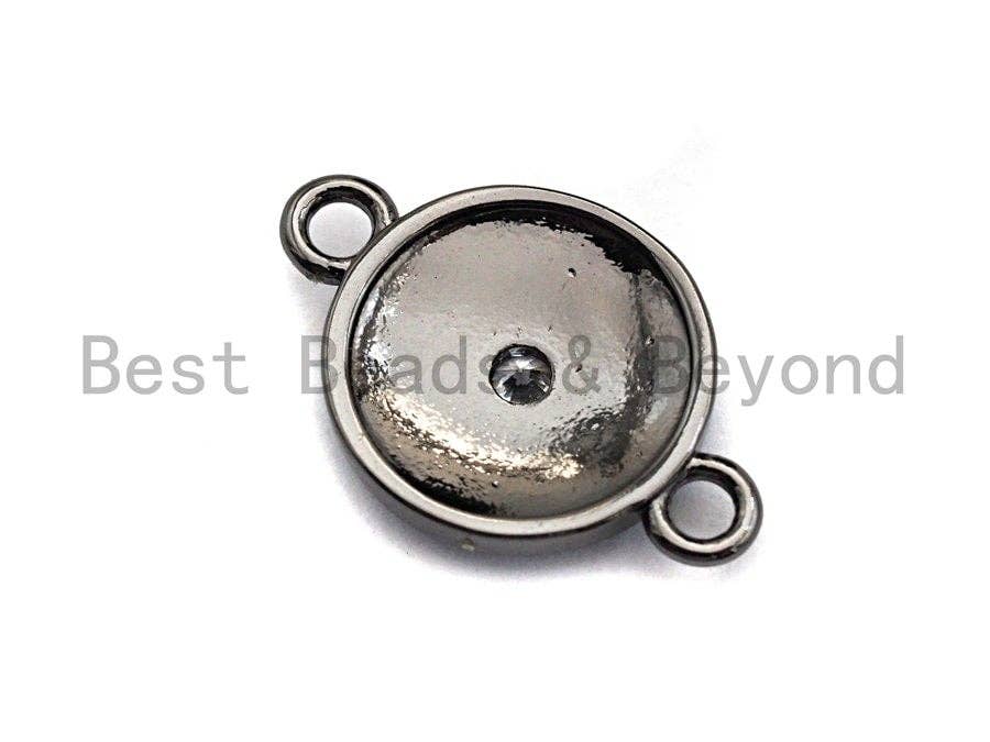 Pave CZ Turquoise Enamel Round Eye Charms Connector, Enamel Connector,Round Enamel, Oil Drop jewelry Findings, 18x12mm,sku#Z390
