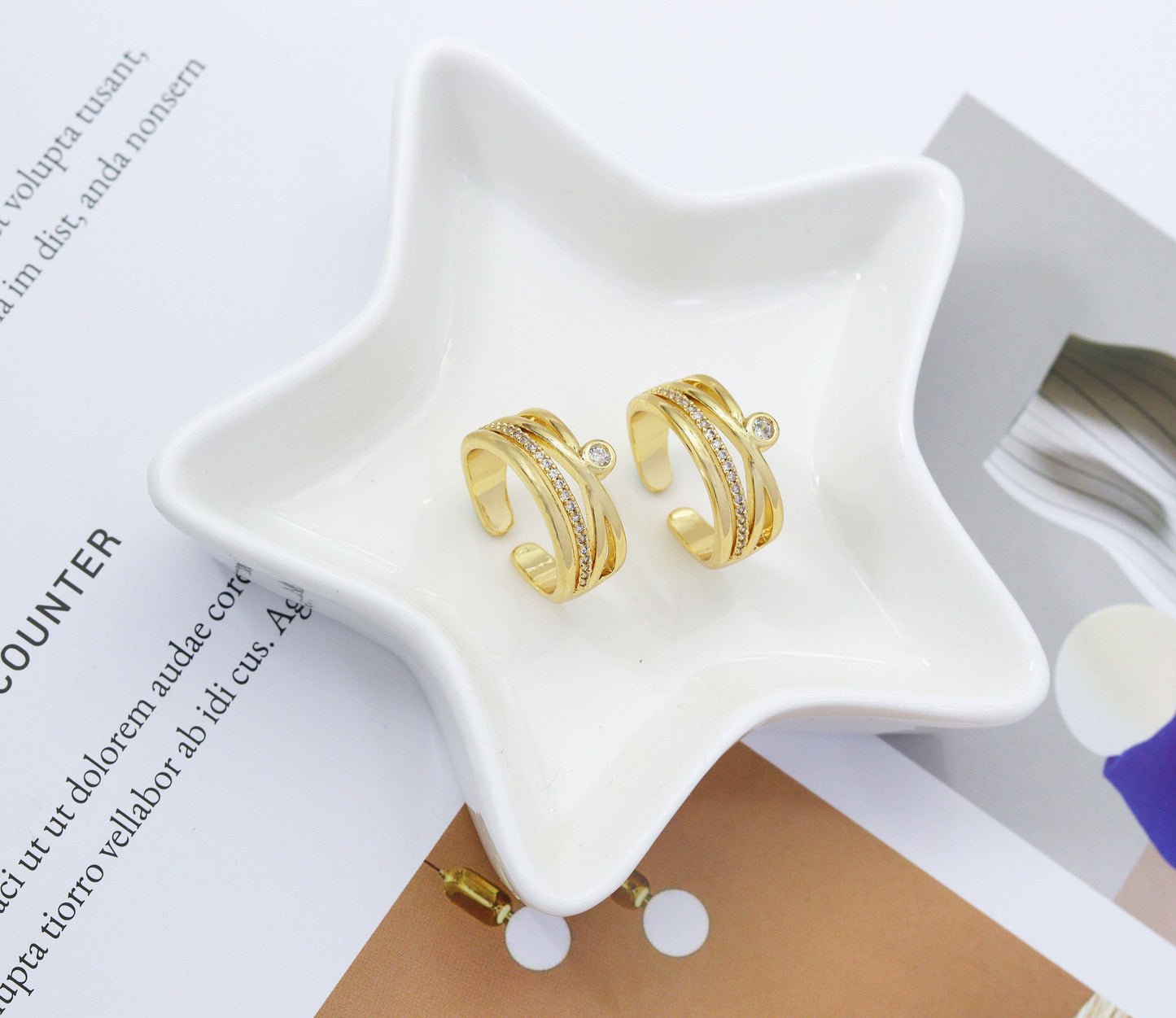 CZ Cross Adjustable Ring, Sku#LD255