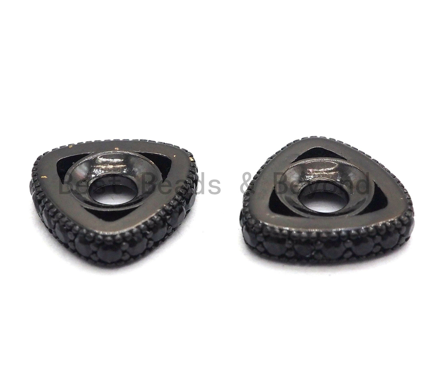 Black CZ Pave Large Hole Triangle Spacer, sku#C94