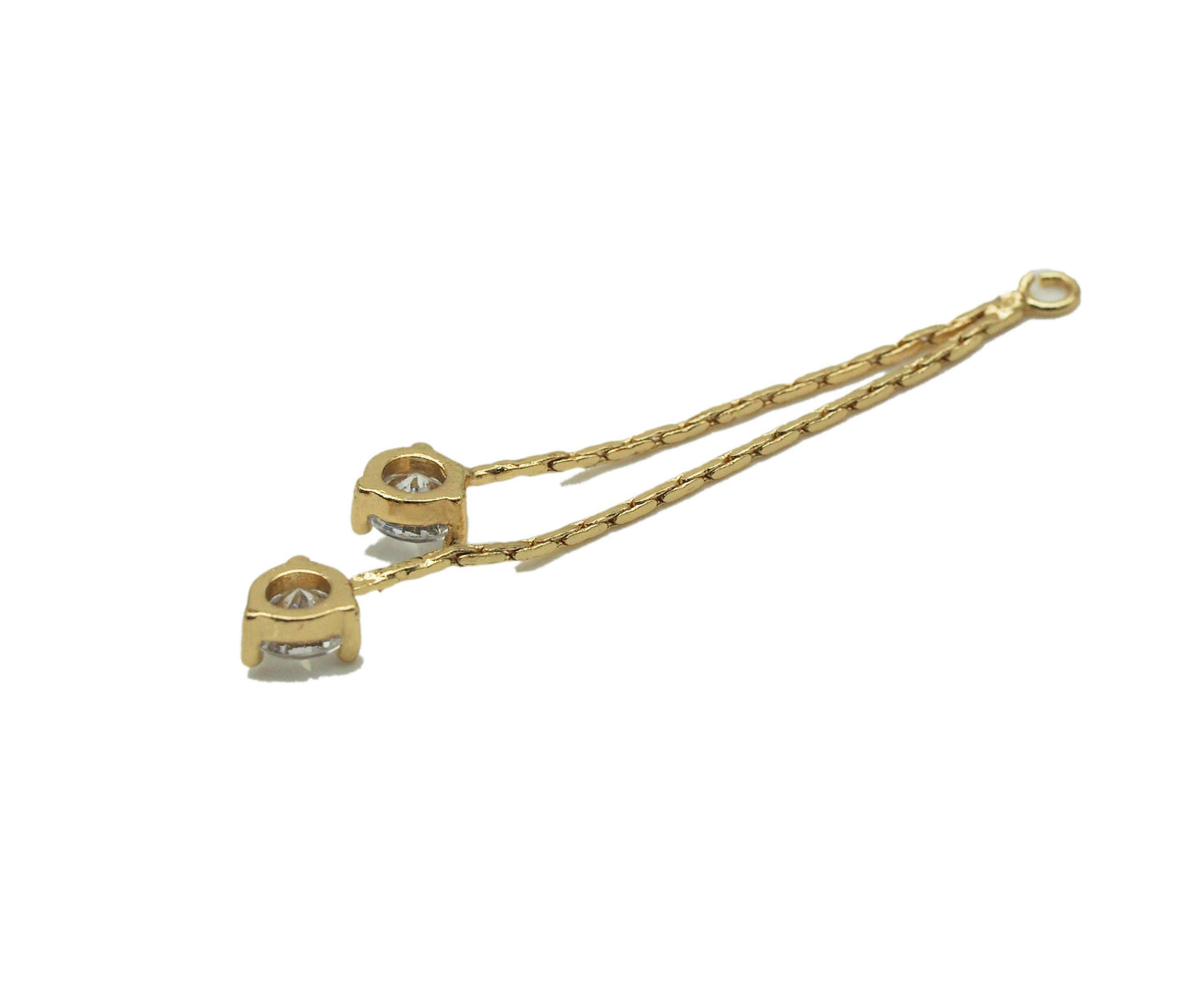 Gold Dangle Round CZ Charm, Sku#ZX83
