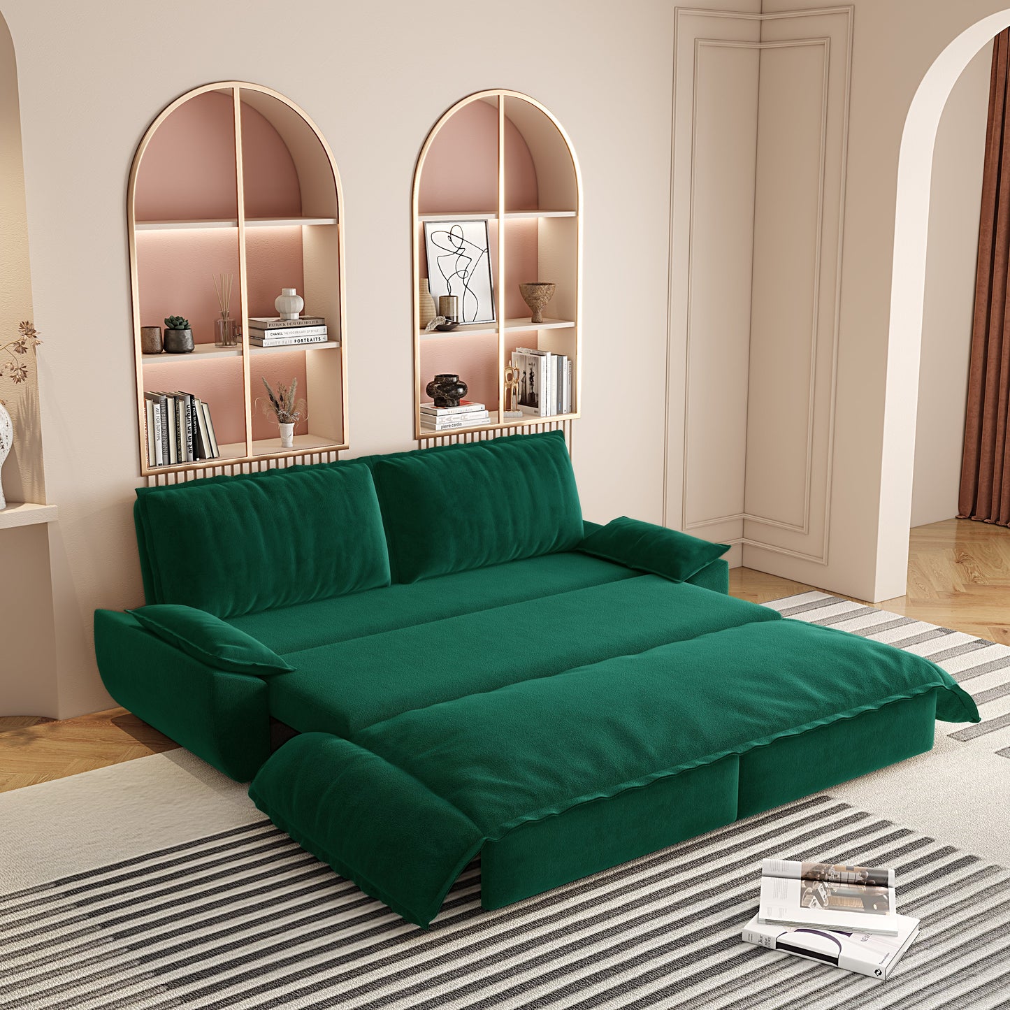 73.2" Queen Pull Out Sofa Bed - 3-in-1 Convertible Sleeper