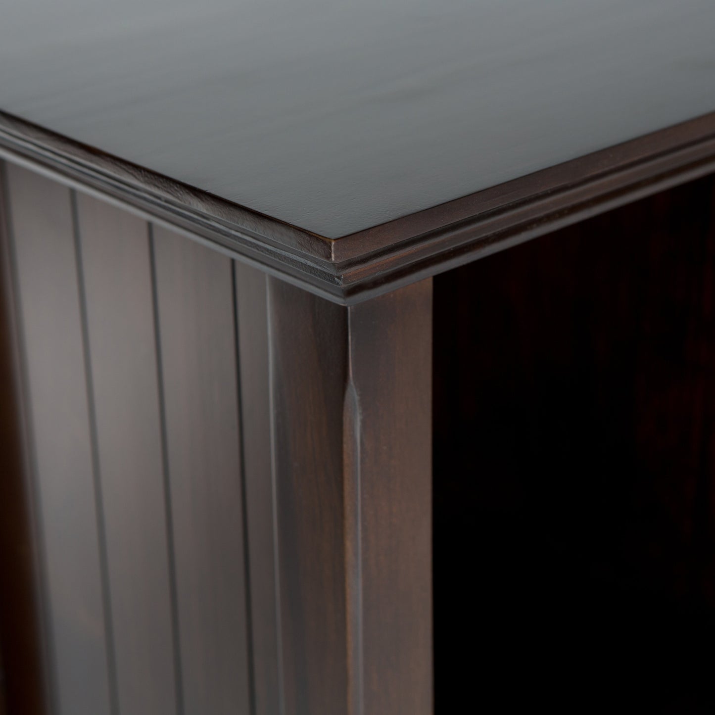 Acadian 57 Inch Wide Solid Wood 8 Cube Storage Sofa Table in Brunette