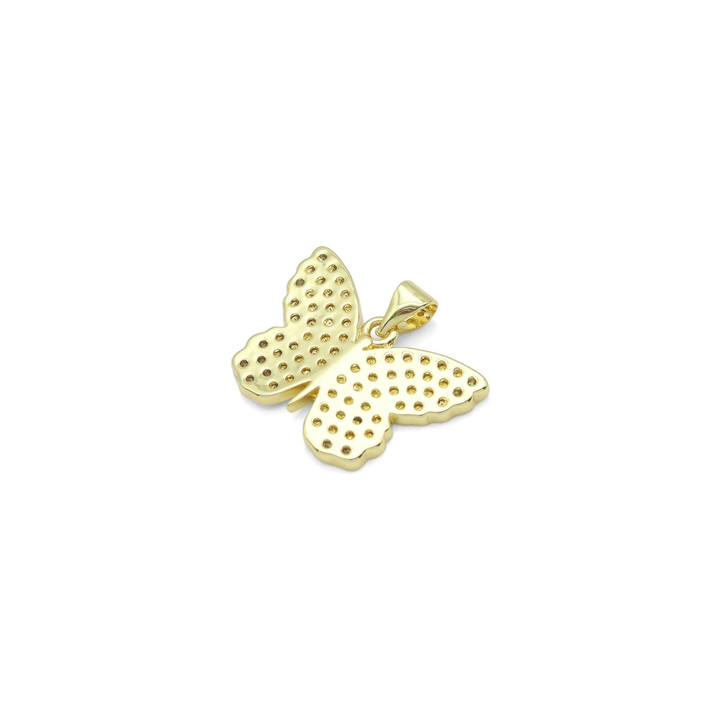 Gold Clear CZ Butterfly Charm Pendant, Sku#LX694