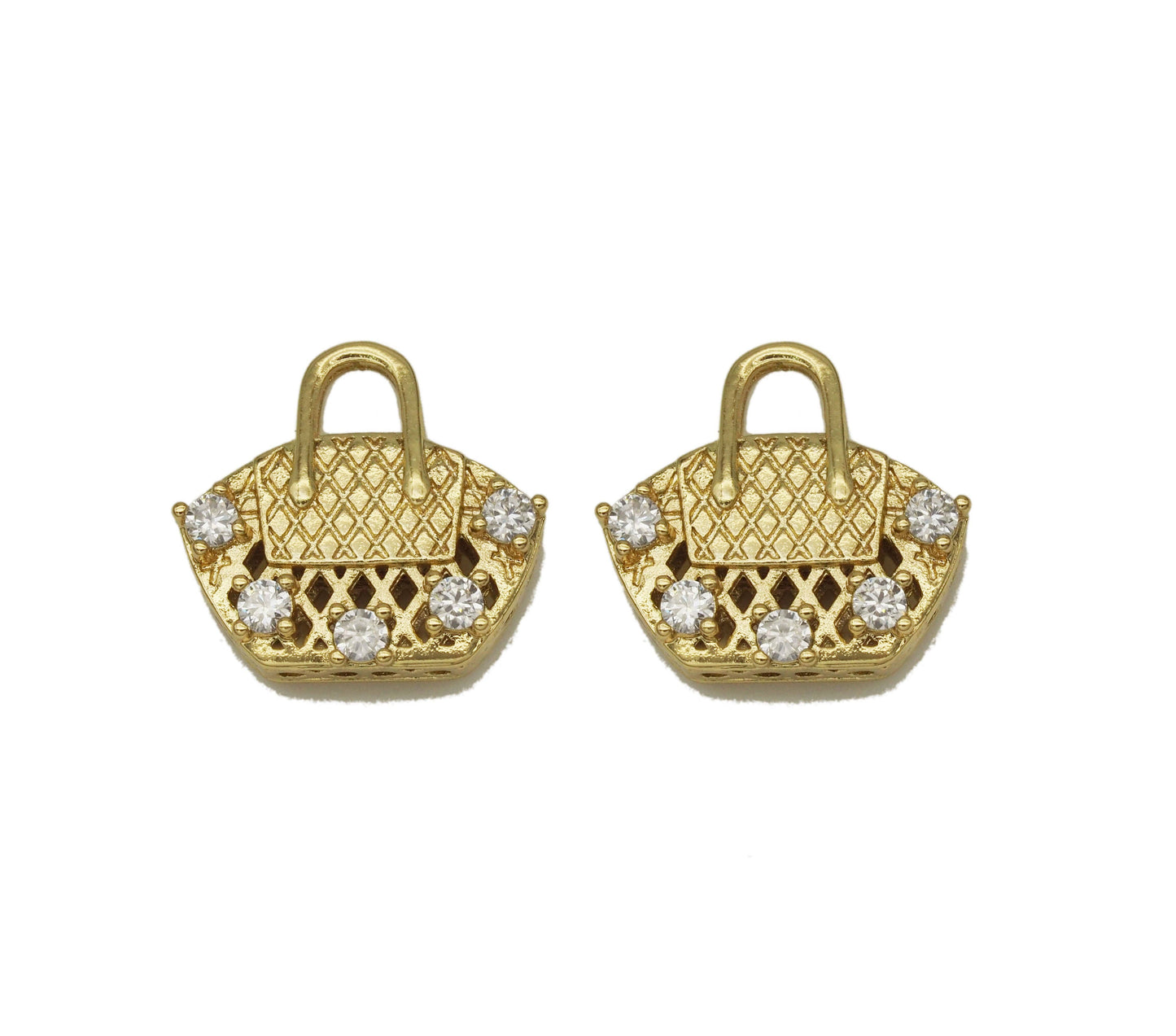 CZ Pave Fashion Bag Purse Charm, Sku#LK672