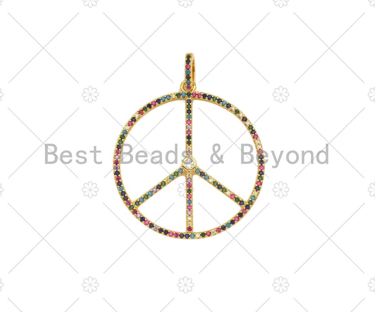 CZ Micro Pave Peace Symbol Pendant/Charm,sku#ML42