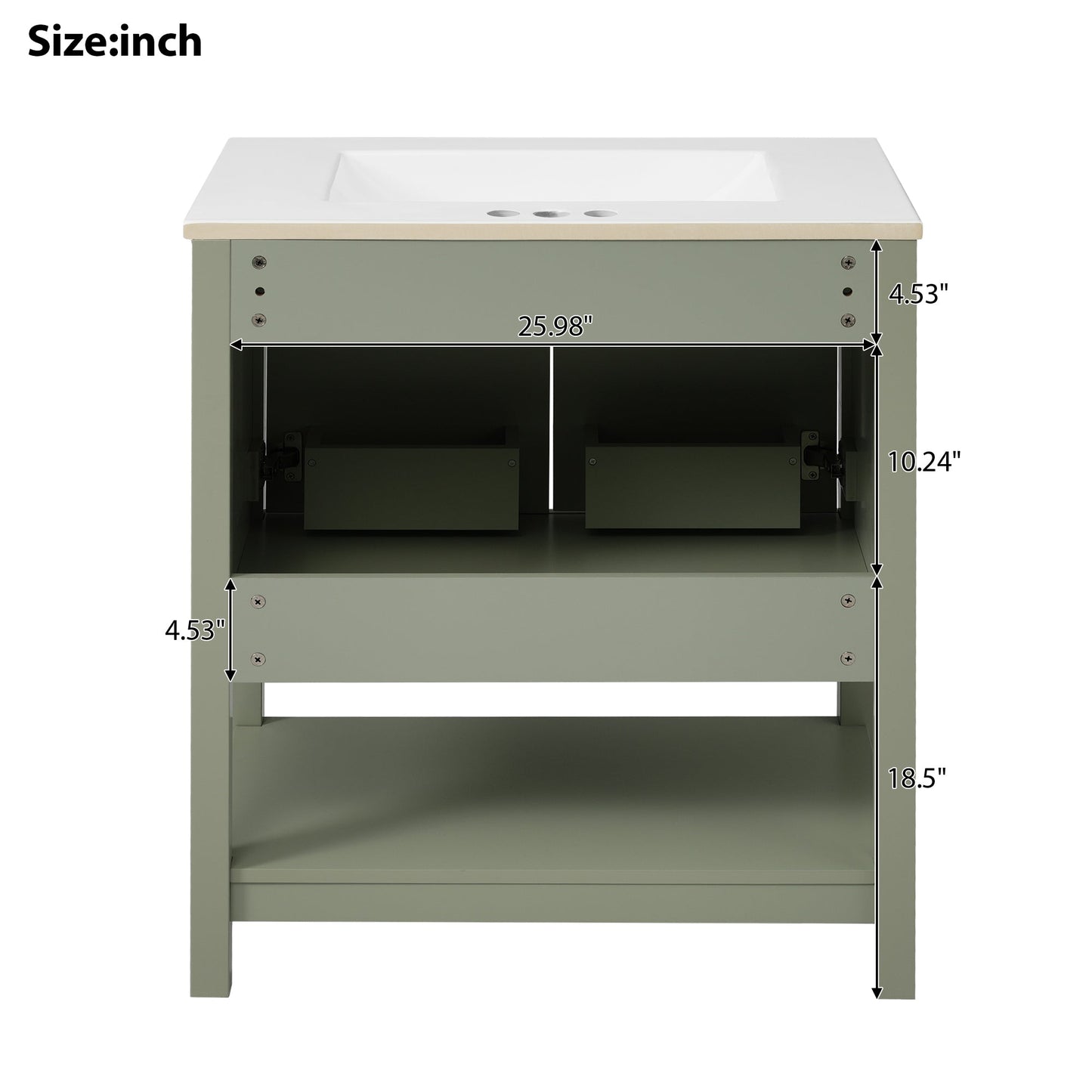 30-Inch Green Bathroom Vanity with Ceramic Sink