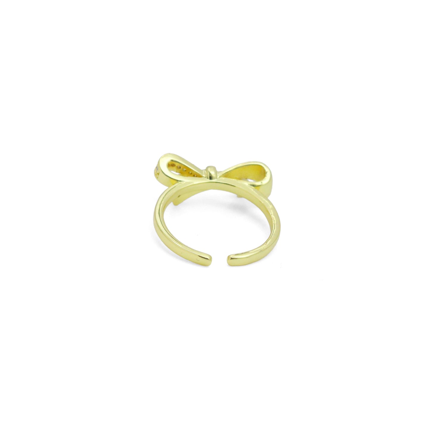 Gold Silver CZ Bow Adjustable Ring, Sku#A339