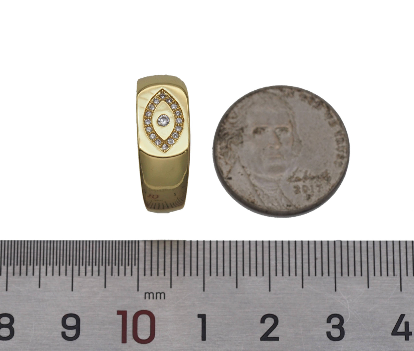 Gold Filled Brass Signet Evil Eye Ring