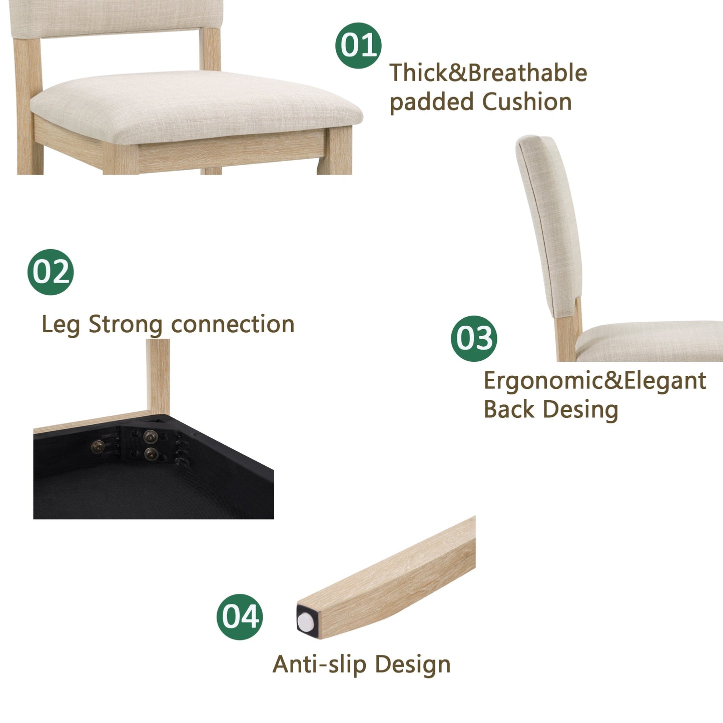 Modern 4 Person Dining Table Set with 4 Chairs