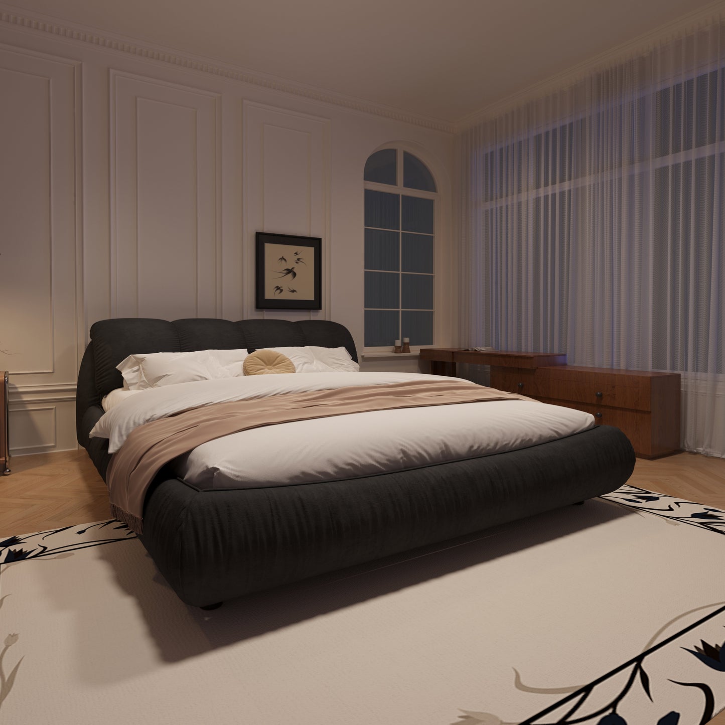 Queen Size Luxury Upholstered Platform Bed