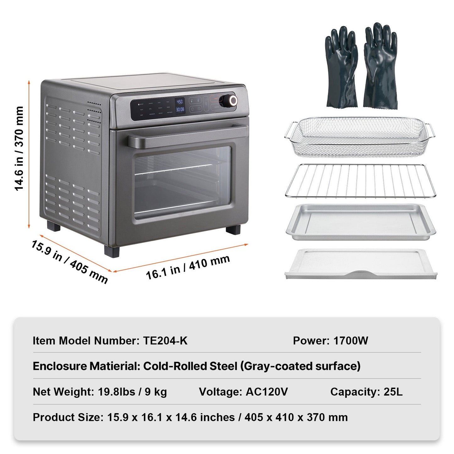 12-IN-1 Air Fryer Toaster Oven, 25L Convection Oven