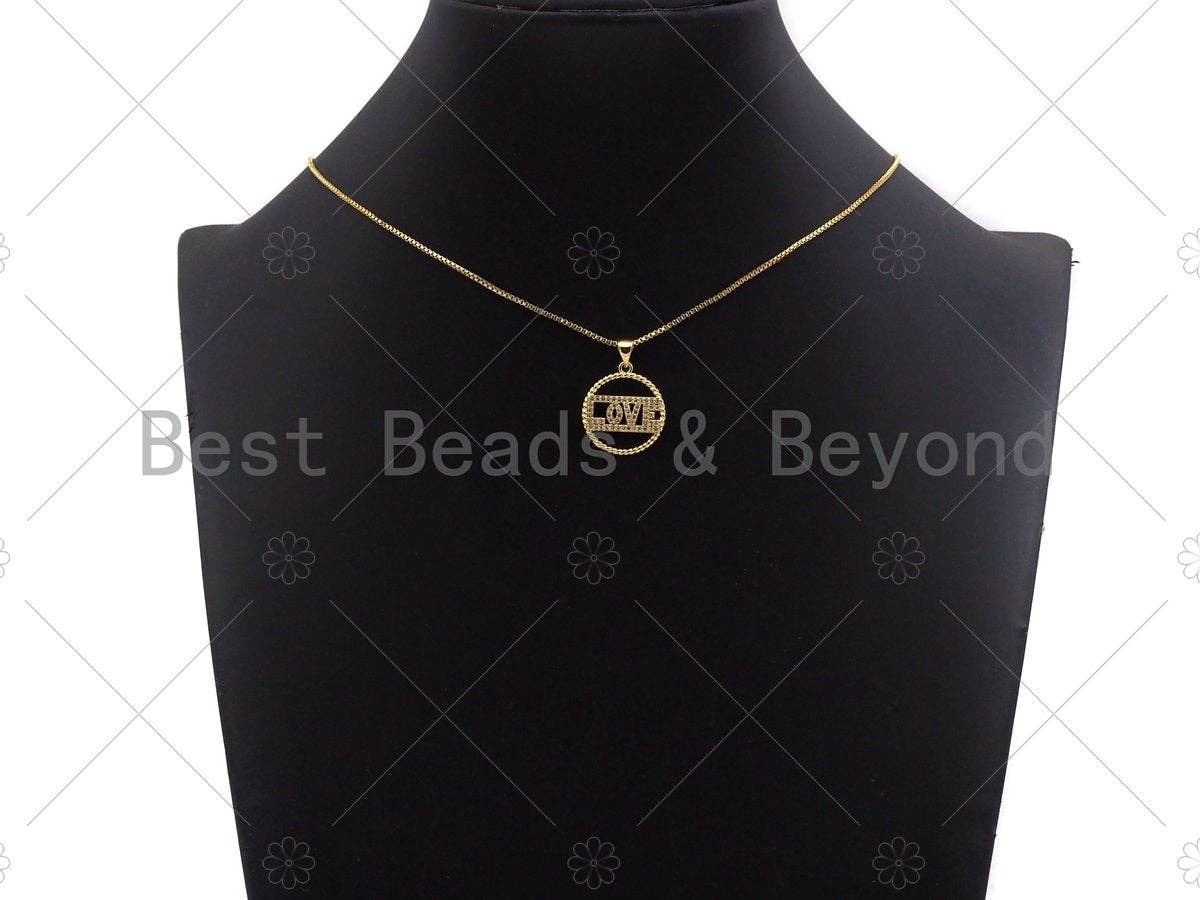 18k Shiny Gold Love On Round Ring Charms, Gold Ring Charms,Gold Pendant, Round Necklace Charms, 18x20mm, Sku#LK147