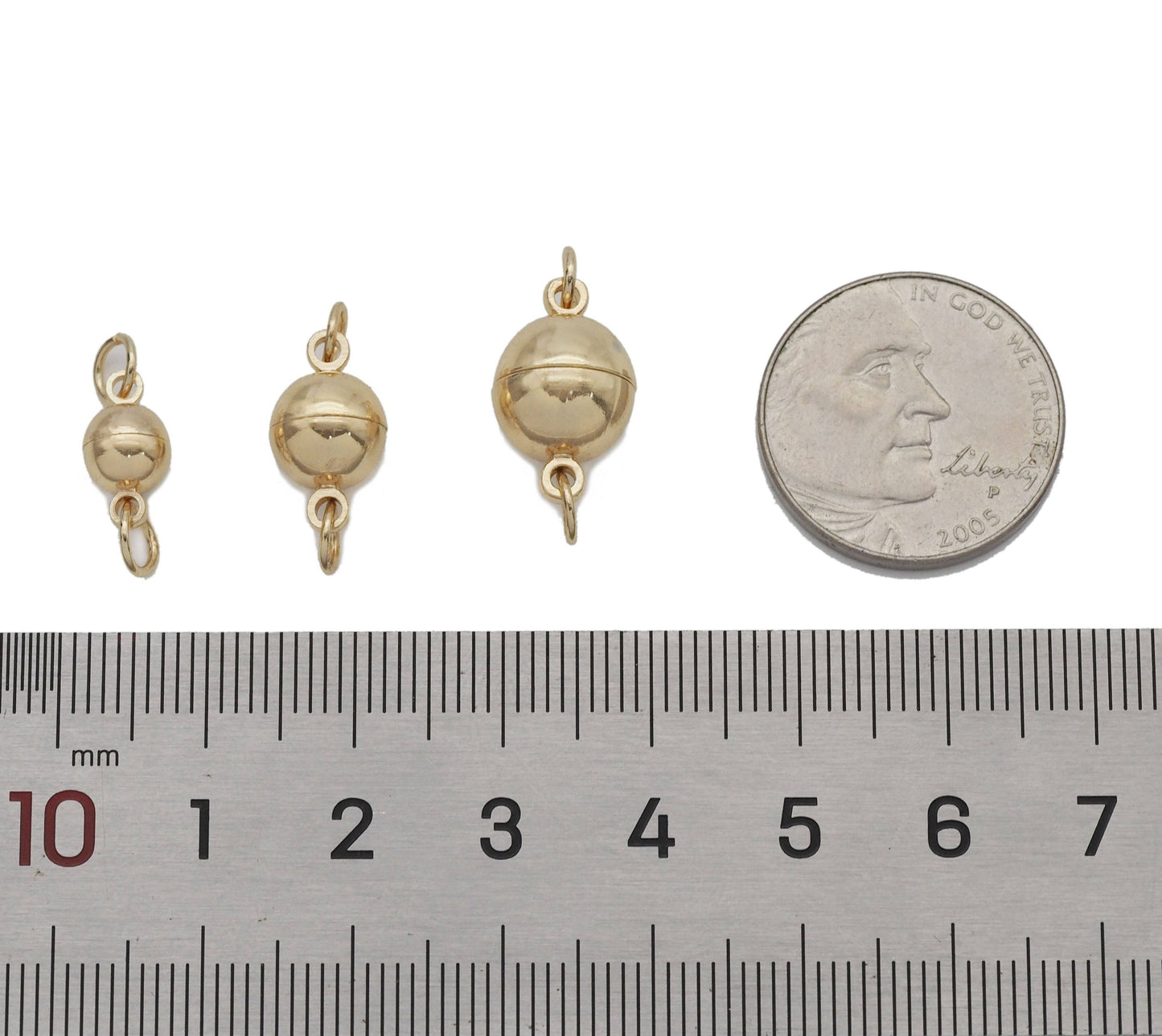 Gold Round Ball Magnetic Clasp, Sku#ZX116