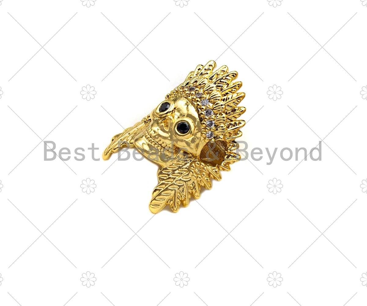 CZ Micro Pave Pharoah Head Spacer Beads, Cubic Zirconia Pharoah Head Spacer Beads,Men's Jewelry Findings, 10x13x14mm, sku#LK91