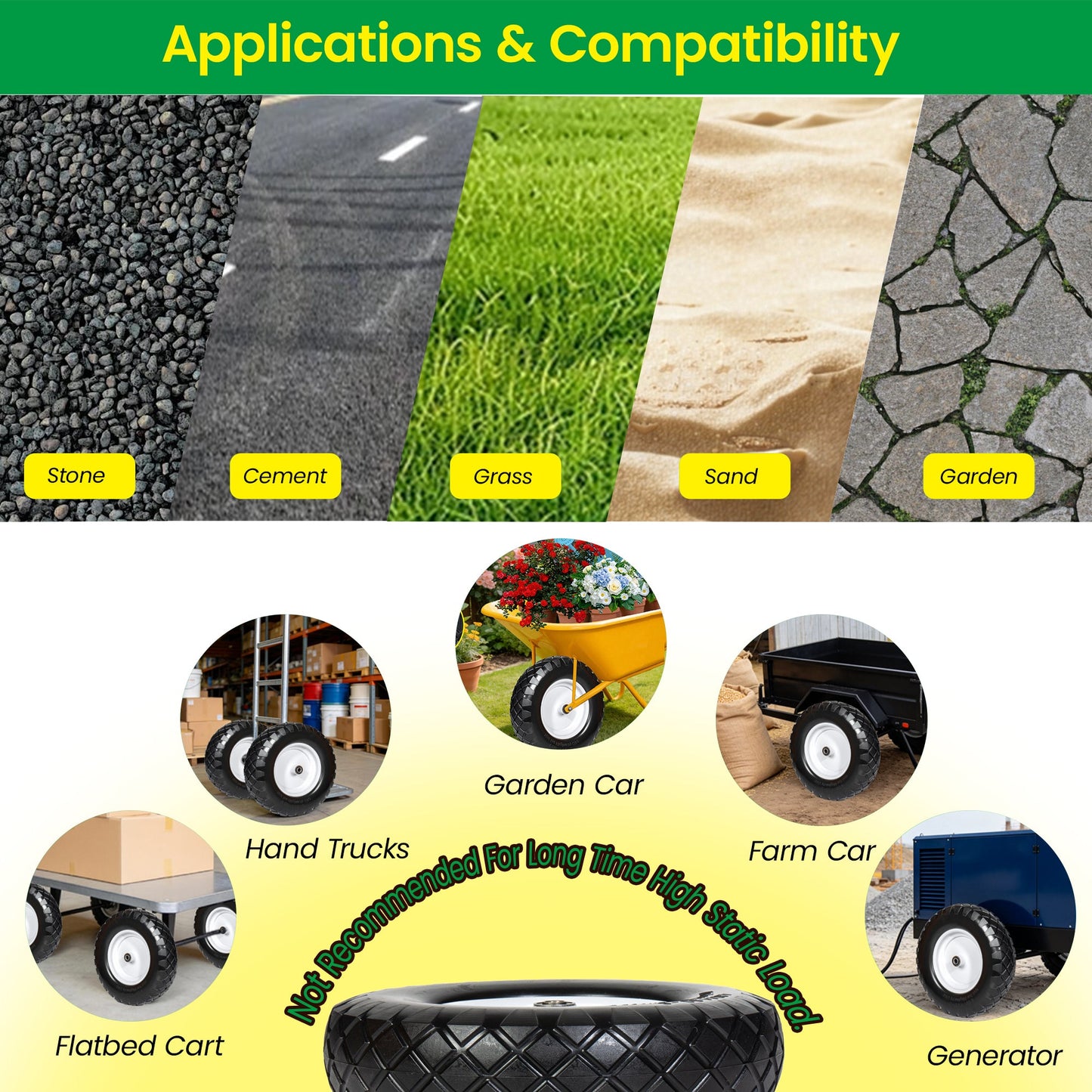 4.80/4.00-8 Flat-Free Solid Wheelbarrow Tire and Wheel