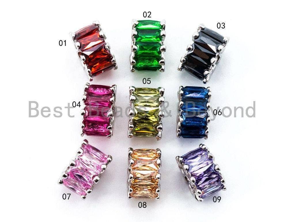 6x10mm CZ Micro Pave Big Hole Tube Beads, European Large Hole Beads, sku#G271