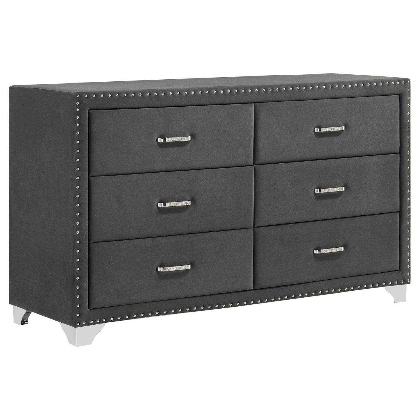 Melody 6-drawer Upholstered Dresser Grey