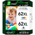 62/62XL Black & Color Ink Cartridge for HP Envy, OfficeJet & DeskJet