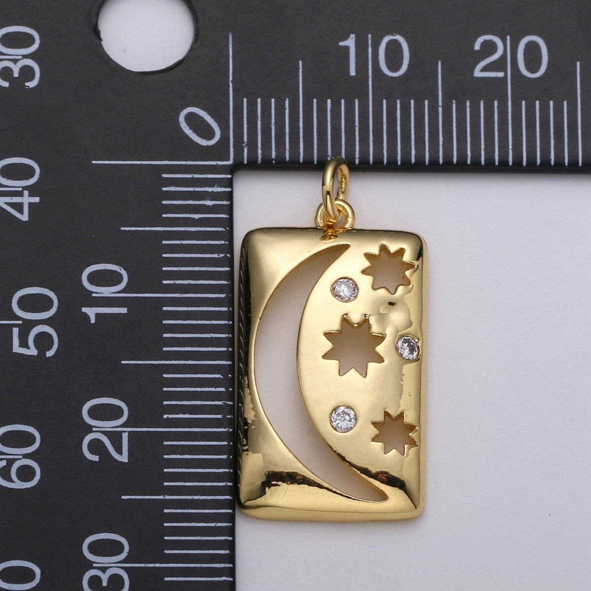 Celestial Jewelry Gold Crescent Moon Charm Star Tag Charm Jewelry Making Supply 24K Gold Filled Findings D-415 D-416