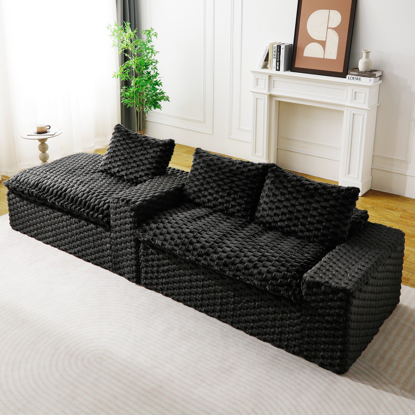 Black Turtle Velvet Versatile Sofa