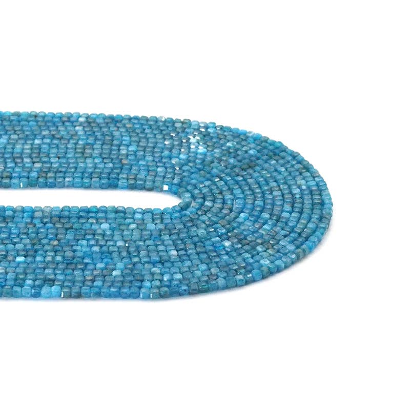 Genuine Blue Apatite Faceted Cube Beads, 2.5mm, Sku#U1527