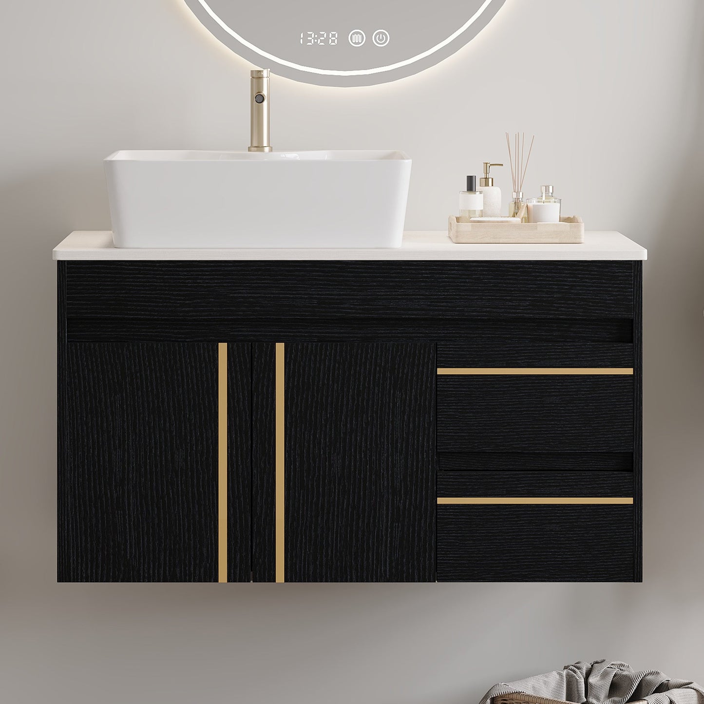 36" Wall-Mounted Bathroom Vanity with Vessel Sink