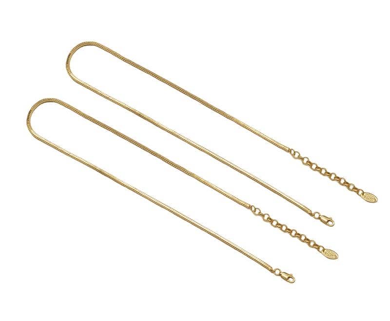 Gold 3mm Snake Chain Necklace with Lobster Clasp, Sku#ZX64