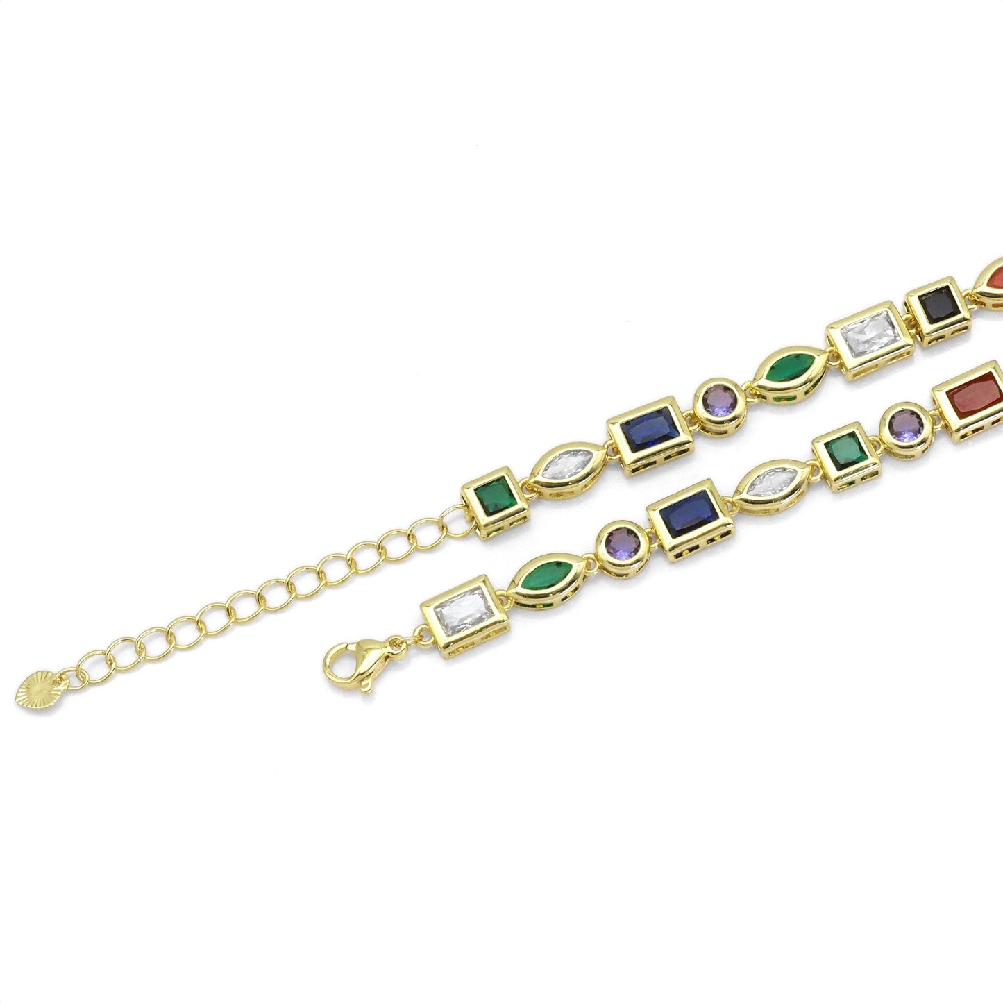 Clear Colorful Oval Square Rectangle Round CZ necklace, LD454