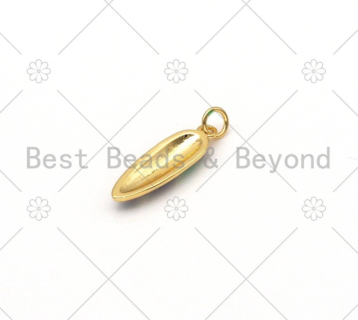 Green and Black Enamel Teardrop Shape Pendant,18K Gold Filled Enamel Charm,Enamel Jewelry,23x7mm,Sku#LK410