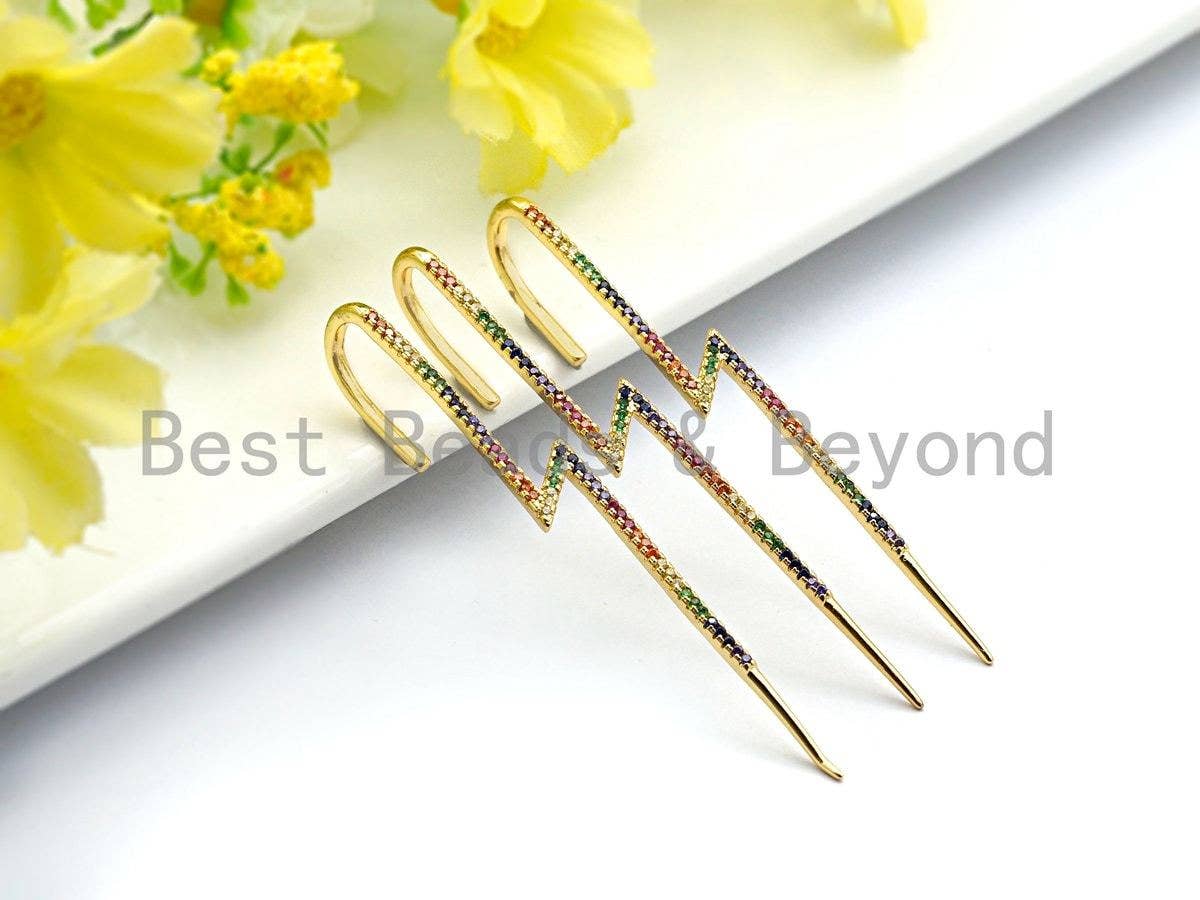 Colorful CZ Long Spike Dangle Earrings, Sku#J141
