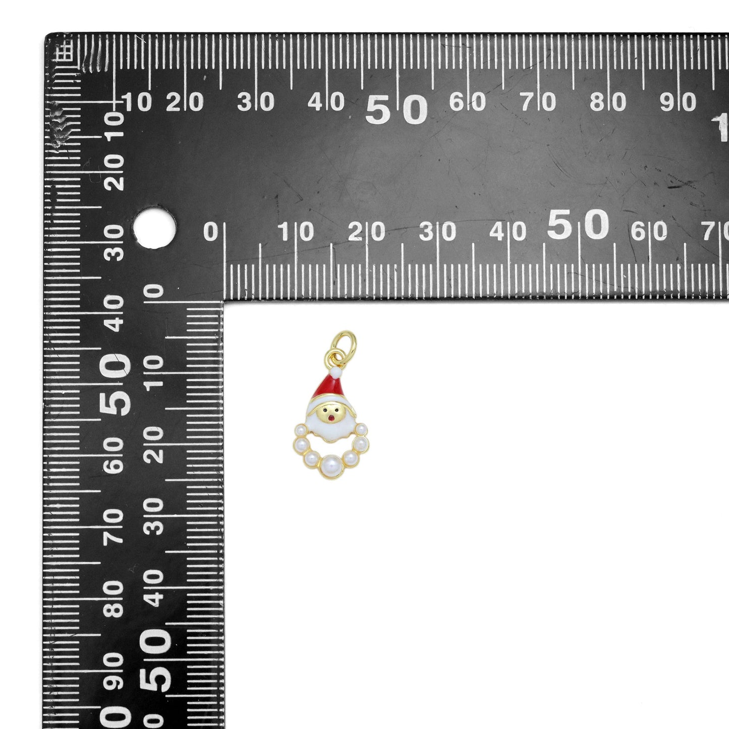 CZ  Enamel White Pearl Santa Claus Charm Pendant, SKU#LK952