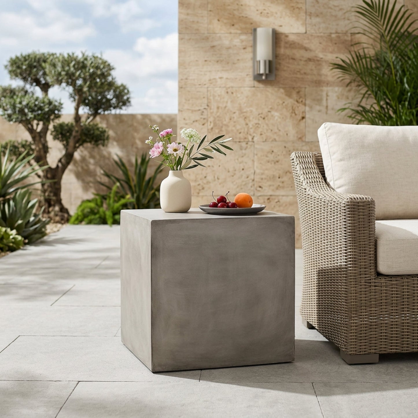 Outdoor MGO Square Side Table - Light Gray