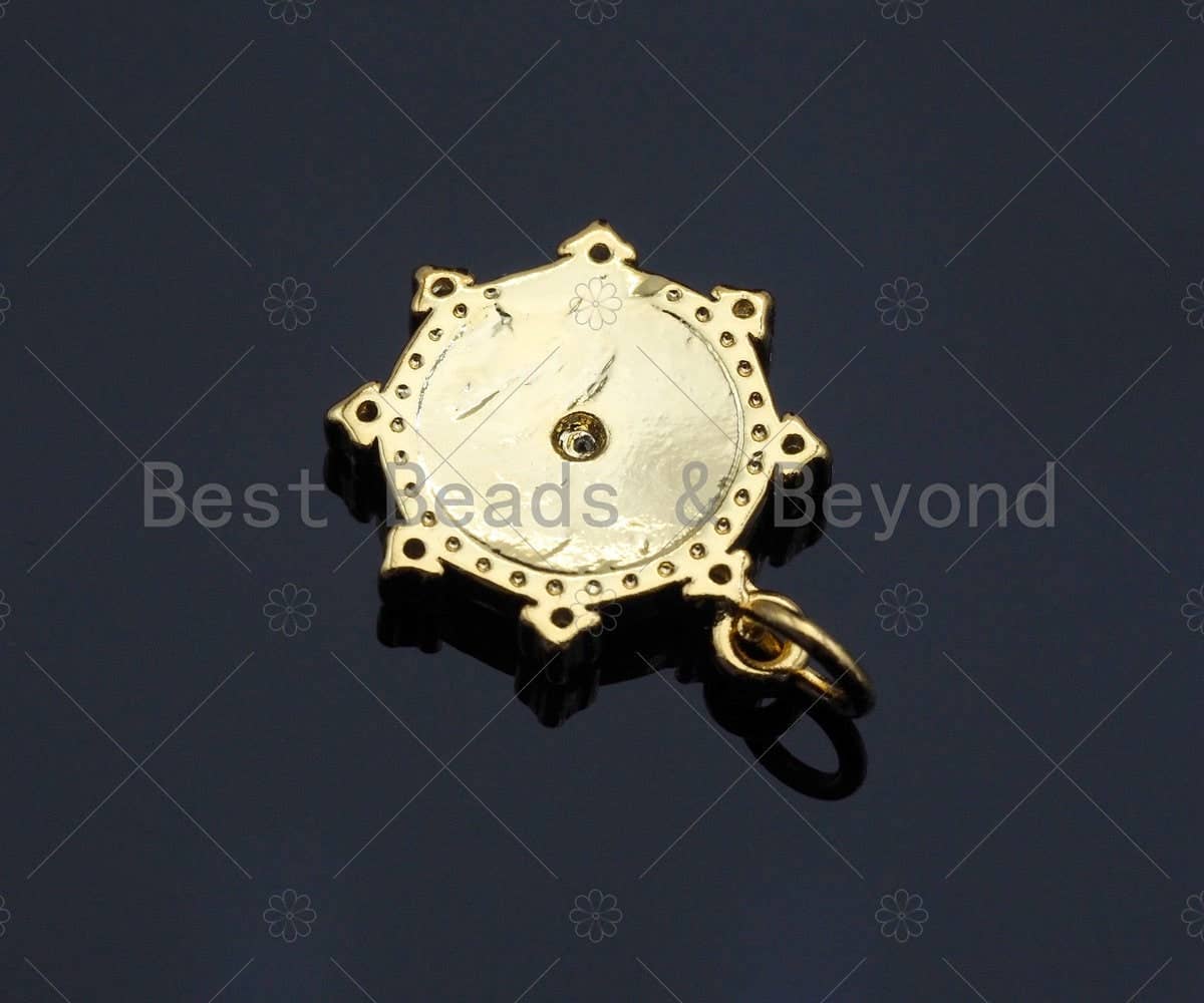 CZ Micro Pave North Star On Round Coin Charm/Pendant, SKU#JL12