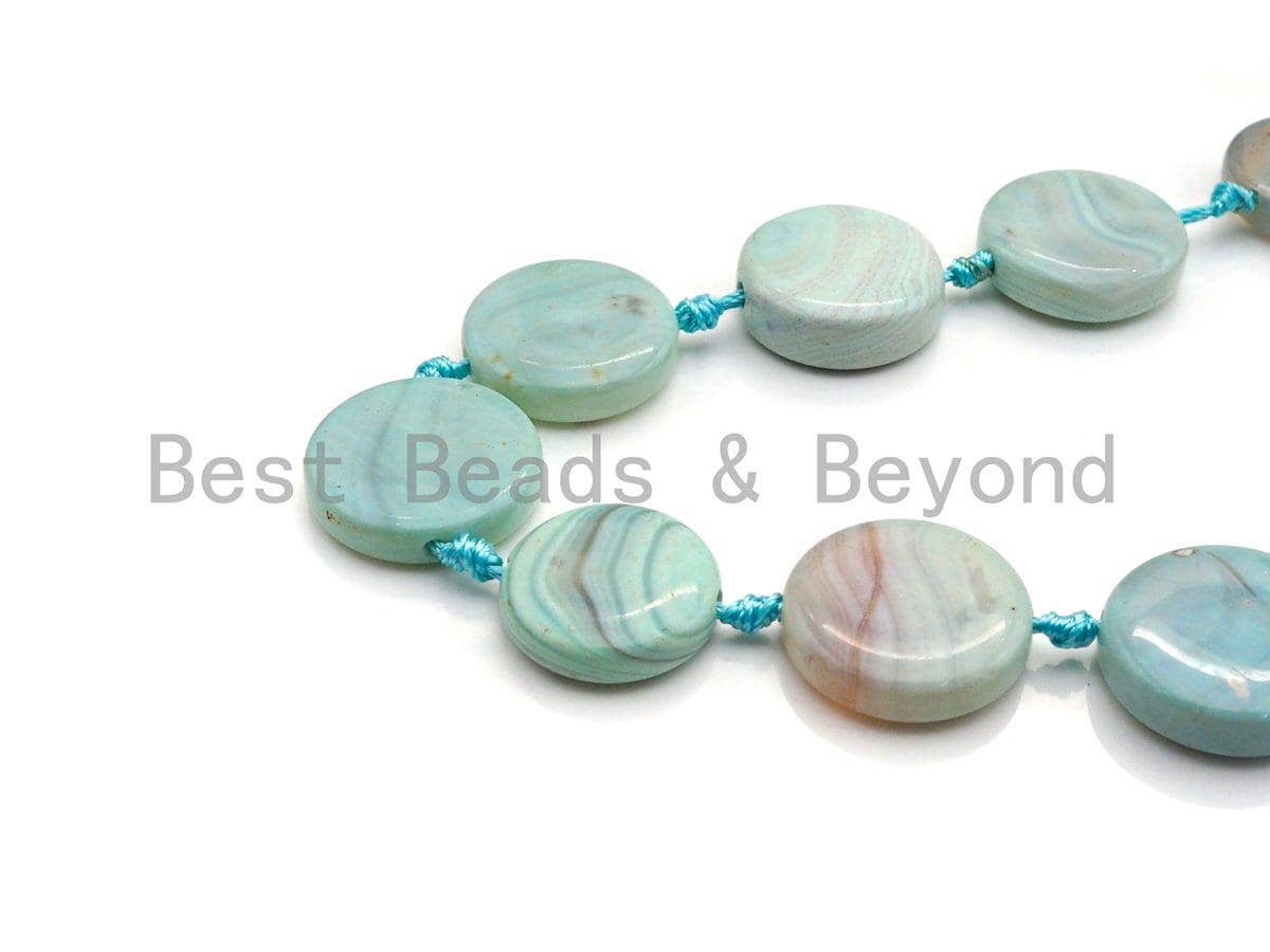 25mm/30mm Natural Blue Agate Coin Shape Spacer Beads,  1pc/9pc/11pc, sku#U881