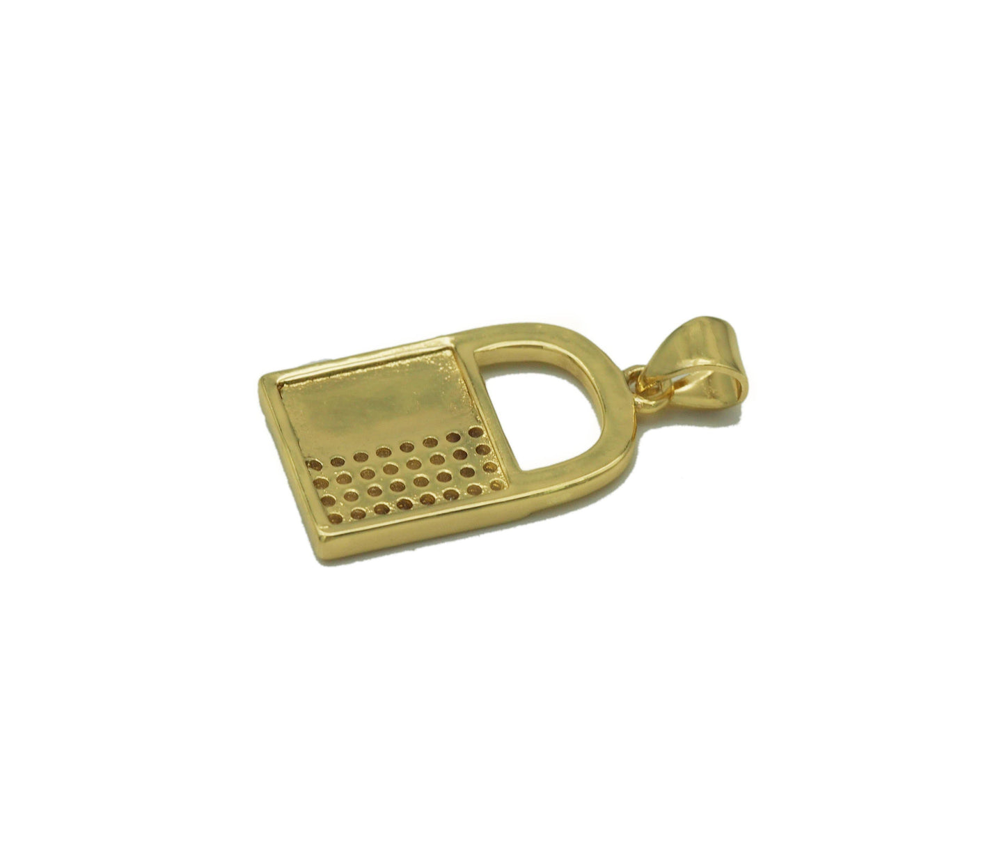 CZ Turquoise Malachite Abalone Lock Charm, Sku#L678