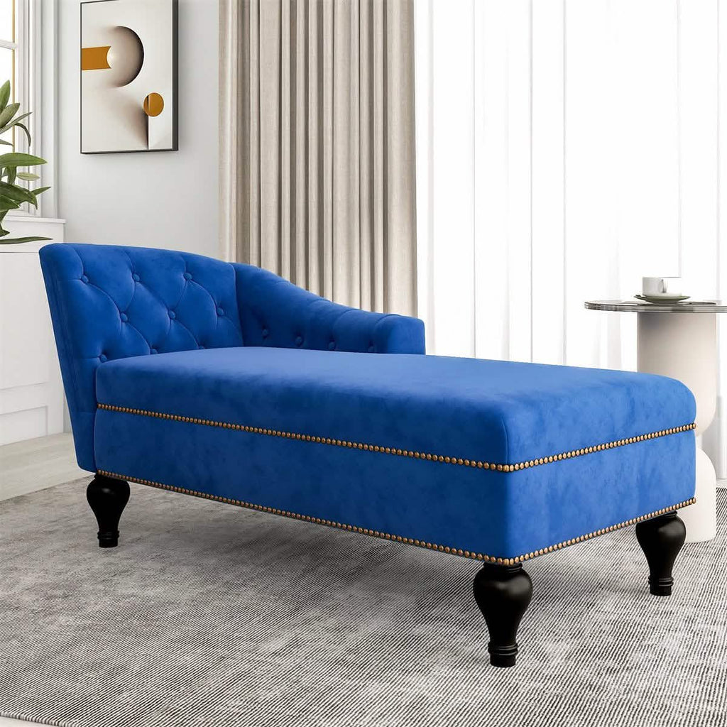 Chauffeuse d'intérieur en tissu capitonné, Canapé-lit méridienne