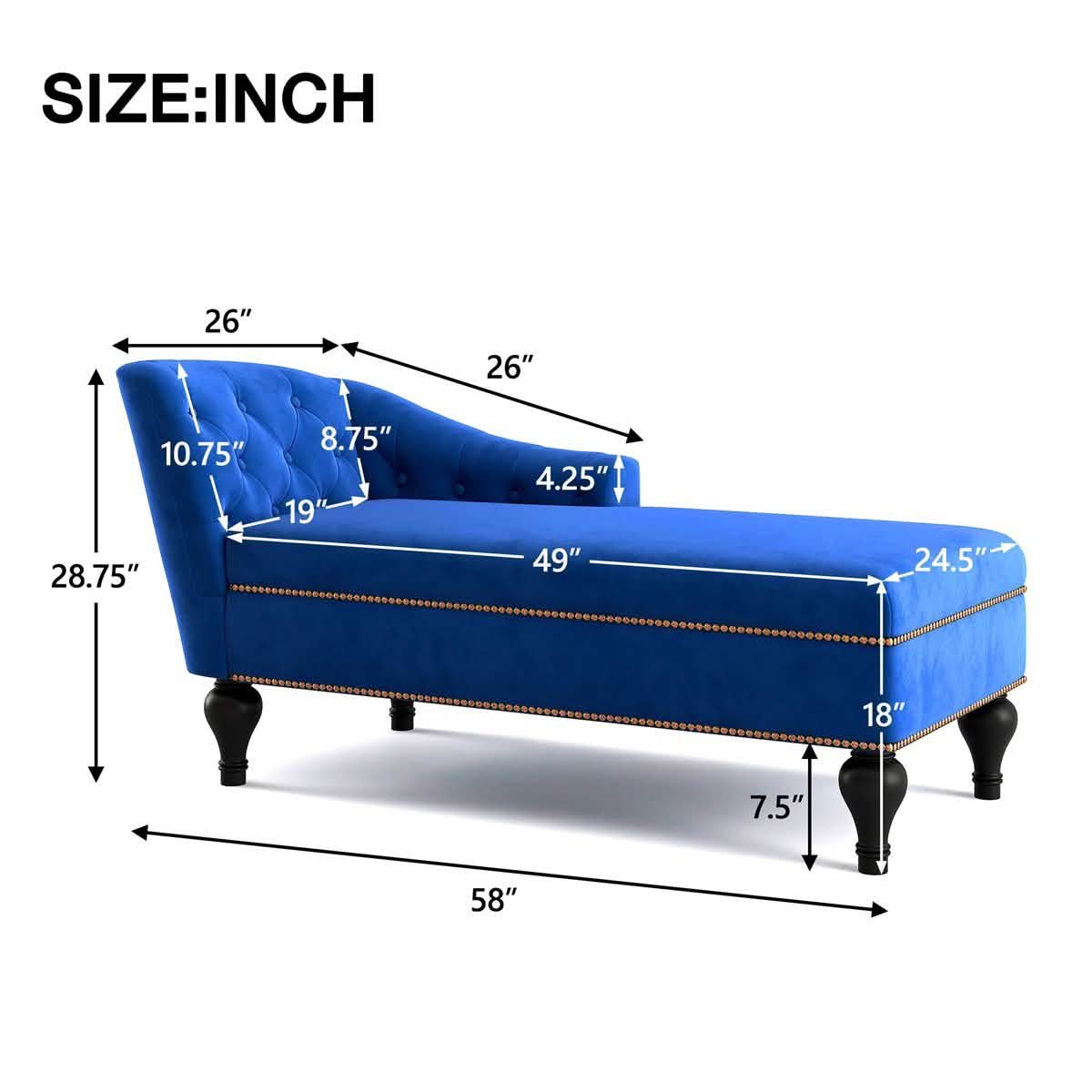 Chauffeuse d'intérieur en tissu capitonné, Canapé-lit méridienne