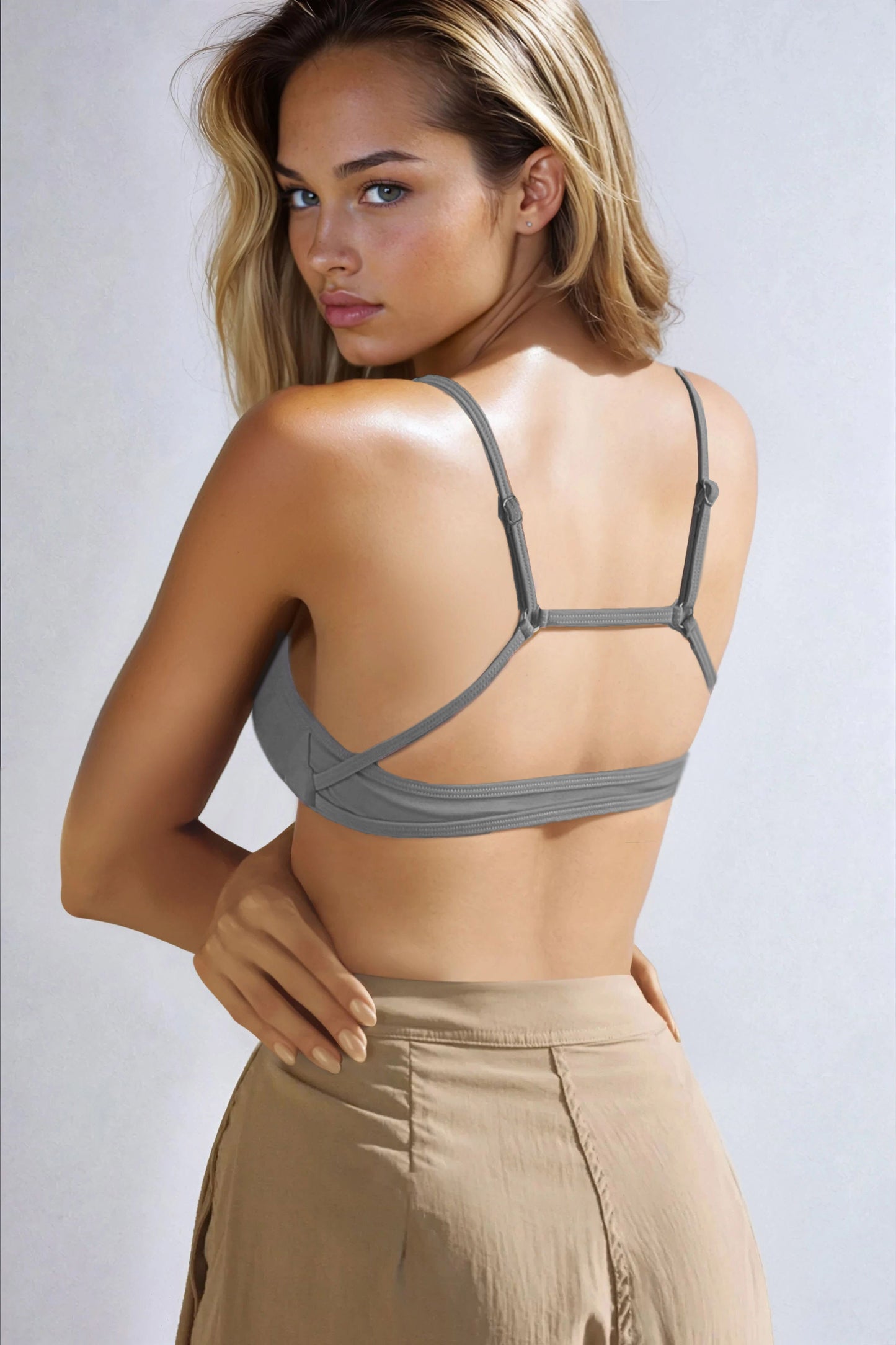 Low Scoop Cross Bra - Charcoal
