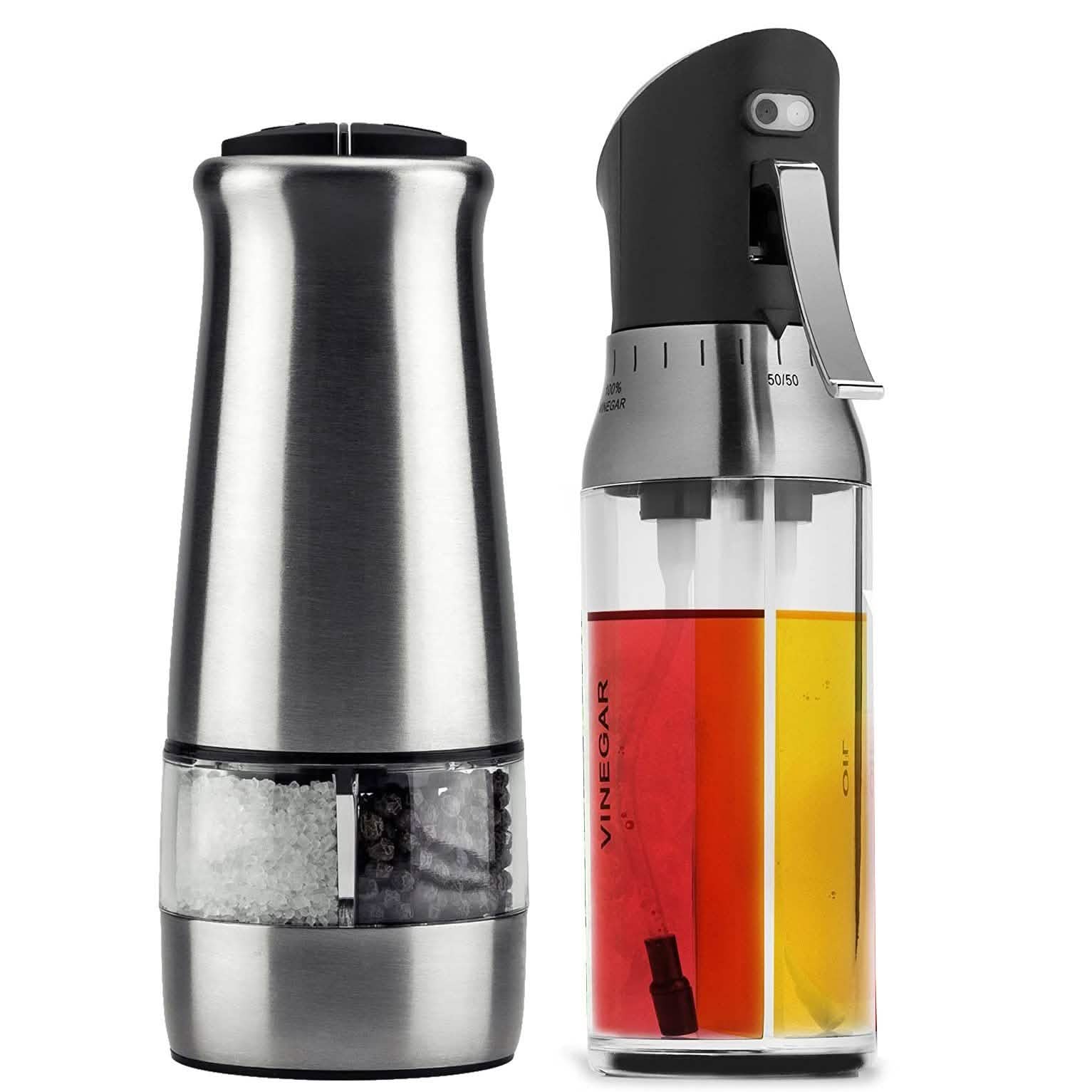 Moulin à sel et à poivre électrique Chef's Star Premium avec vaporisateur d'huile d'olive et de vinaigre