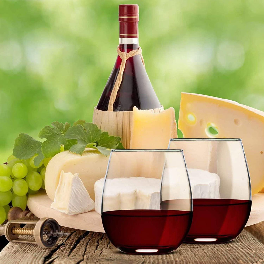Chef's Star Stemless Wine Glasses Set of 6-17 Oz and Set of 6-21 Oz