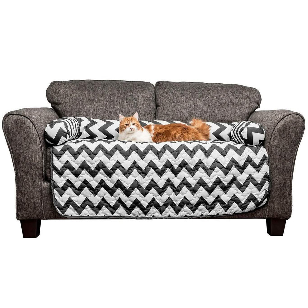 Housse de protection réversible matelassée à motif chevron pour chaise et animaux – Tailles variées