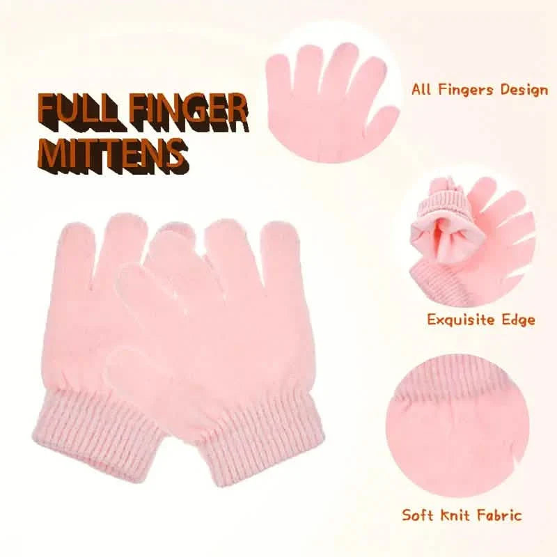 Children's Winter Knitted Wool Lining Warm Hat, Scarf, Glove Set For 2-5 Year Old Boys And Girls