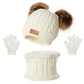 Children's Winter Knitted Wool Lining Warm Hat, Scarf, Glove Set For 2-5 Year Old Boys And Girls