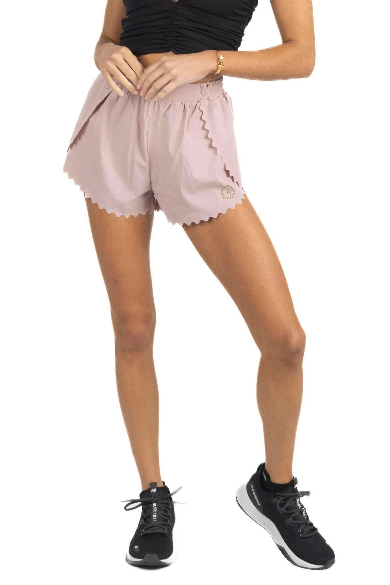 Chloe Romantic Scalloped Detailing Shorts in Soft Pink