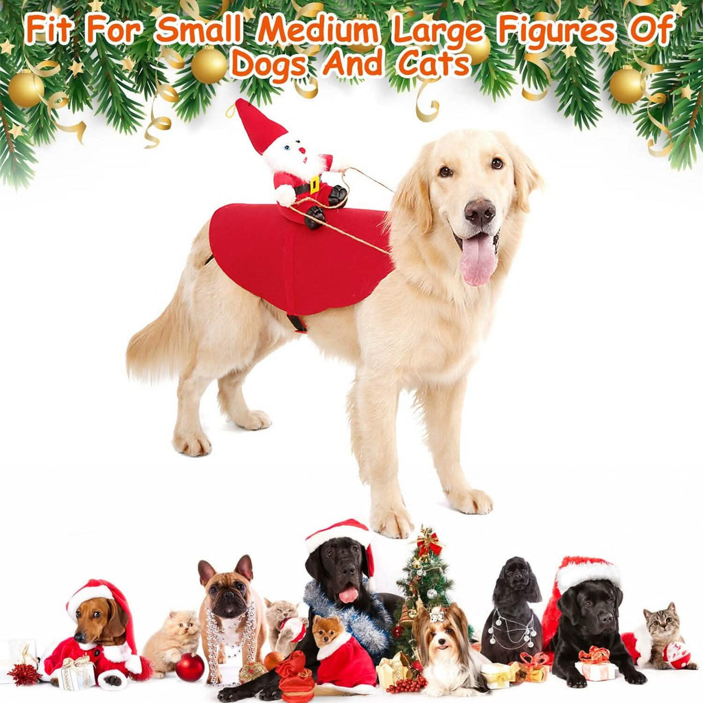 クリスマス衣装 赤い冬用コート 犬用サンタクロースベル付き